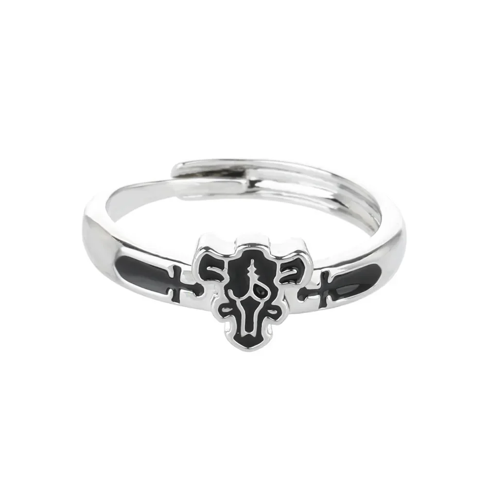 Anime Black Clover Quartet Knights Cosplay Ring Demon Asta Adjustable Alloy Rings Unisex Jewelry Prop Accessories Gift