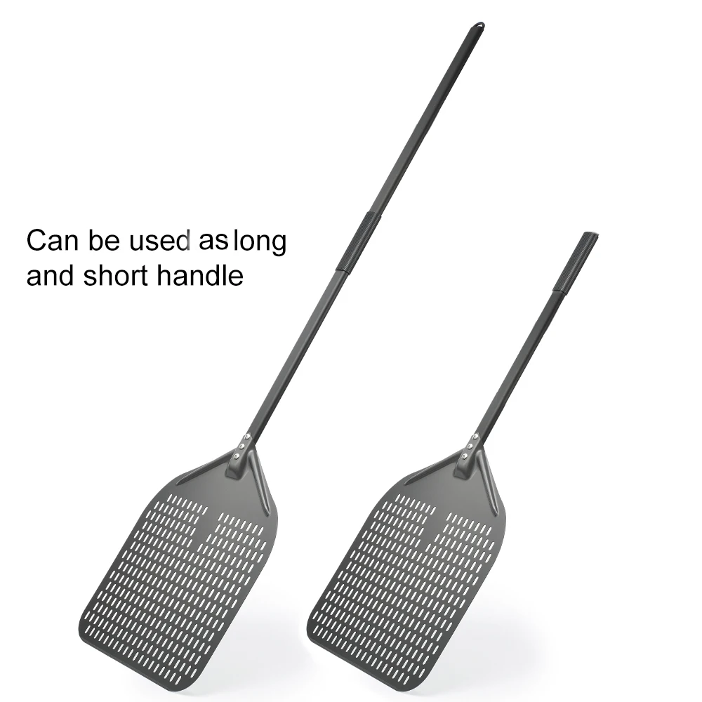 PizzAtHome 9/8/7 Inch Hard Coating Long Handle Perforated Removable Pizza Turning Peel Pizza Shovel Aluminum Pizza Paddle Peel