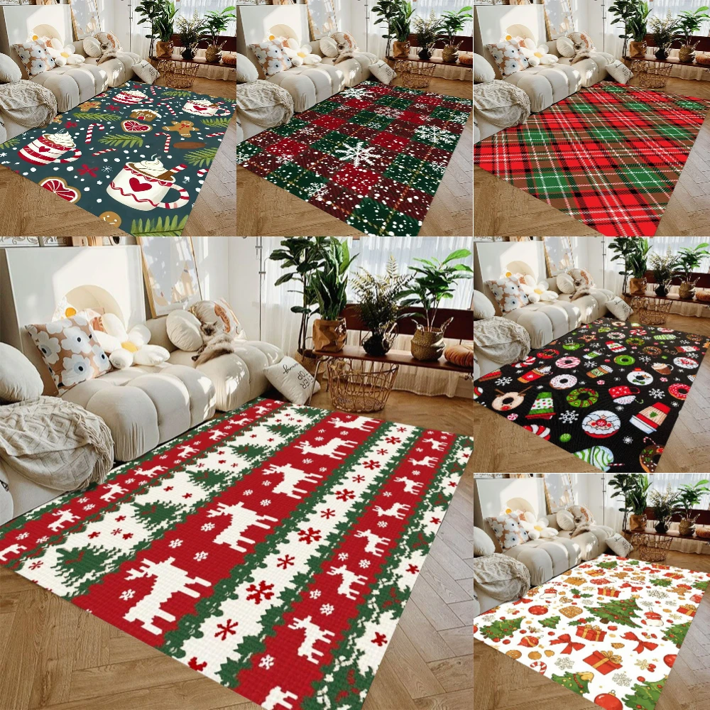 Weihnachtsbaum Rentier Geschenk Teppich Wohnzimmer Dekor Sofa Teppich Home Schlafzimmer Teppich Lounge Flur Bodenmatte Weihnachtszubehör