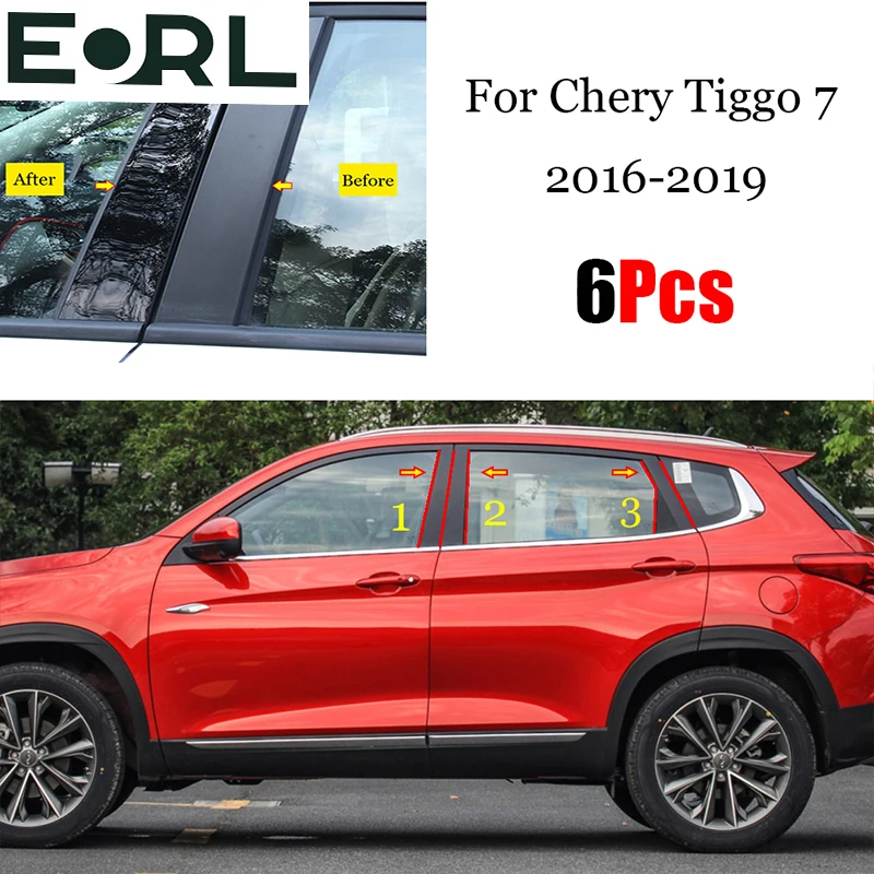 

6PCS Car Central Middle Column PC Window Trims Decoration B C Pillar Strip For Chery Tiggo 7 2016 - 2019 Accessories