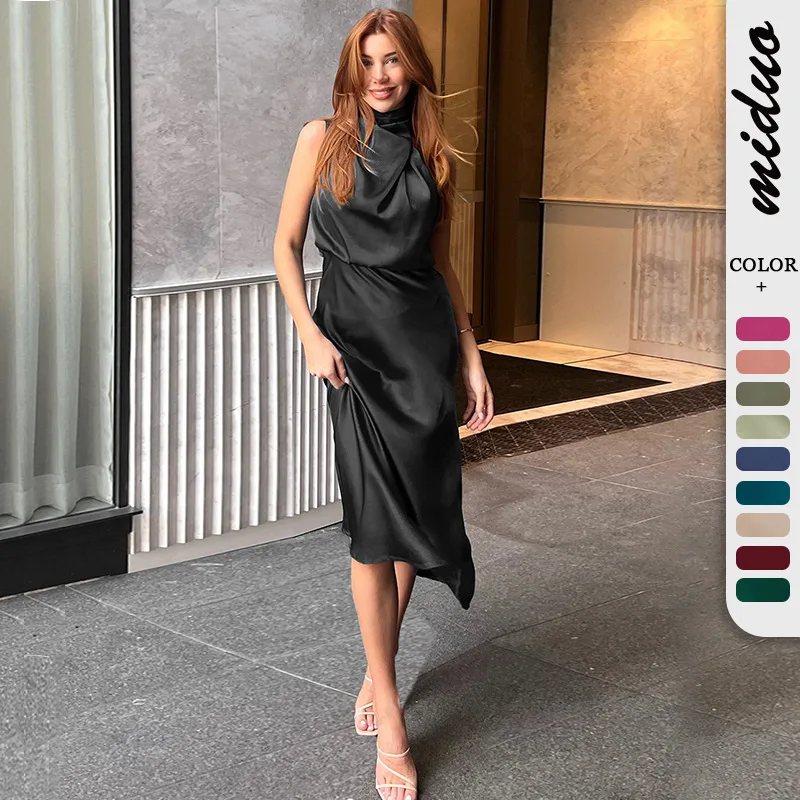 

Dresses for Women Senior Designer Sense Satin Women's Halter Elegant Dress French High-grade Light Evening Dress Gift for Women