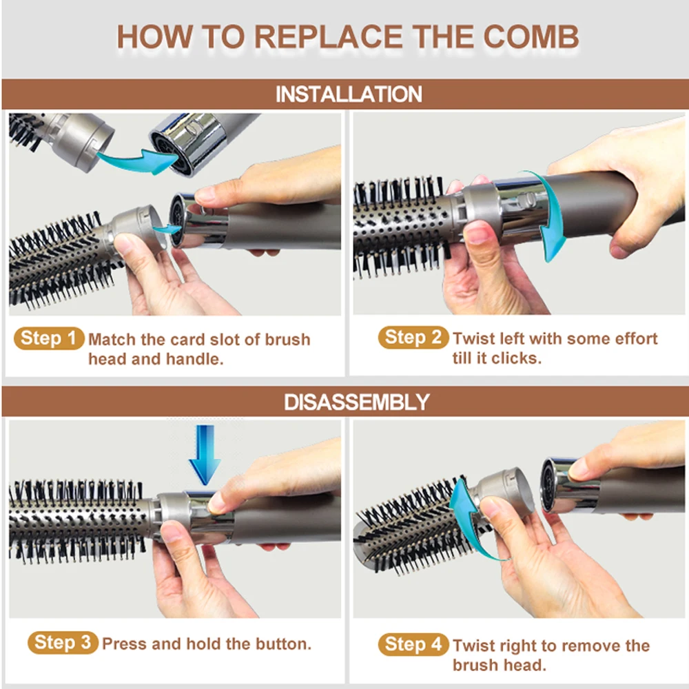 فرشاة مجفف الشعر الجديدة بخطوة واحدة، فرشاة الهواء الساخن الاحترافية، فرشاة الهواء الساخن 5 في 1 ومكثف الهواء الساخن