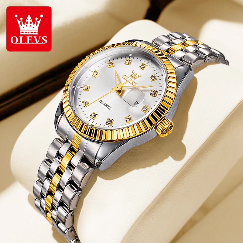 OLEVS 5526 Women Watch Fashion Elegant Diamond Watches Date Waterproof Stainless steel High-quality Quartz Ladies' Watch