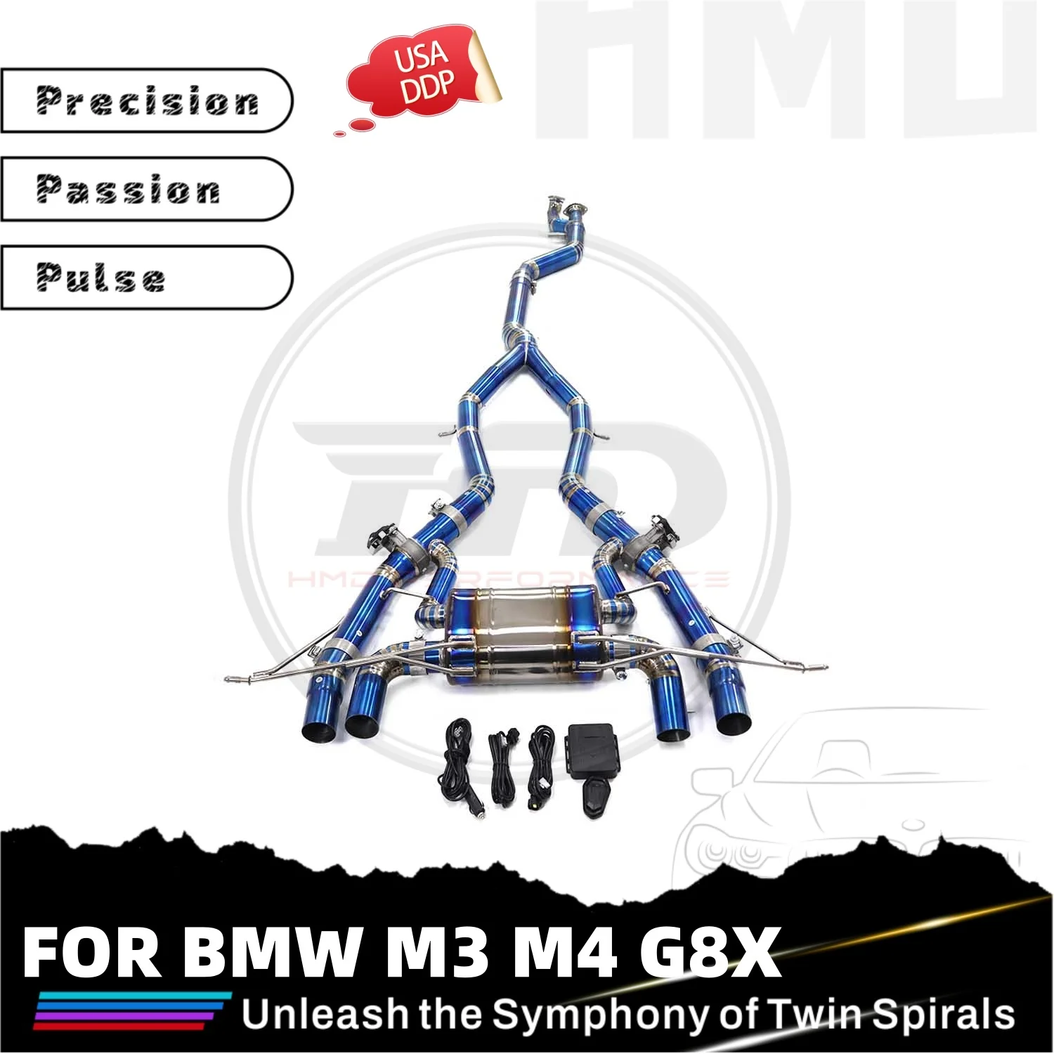 

HMD Customization Catback для BMW M3 M4 G8X TC4 Выхлопная однотрубная средняя труба Электронные клапаны