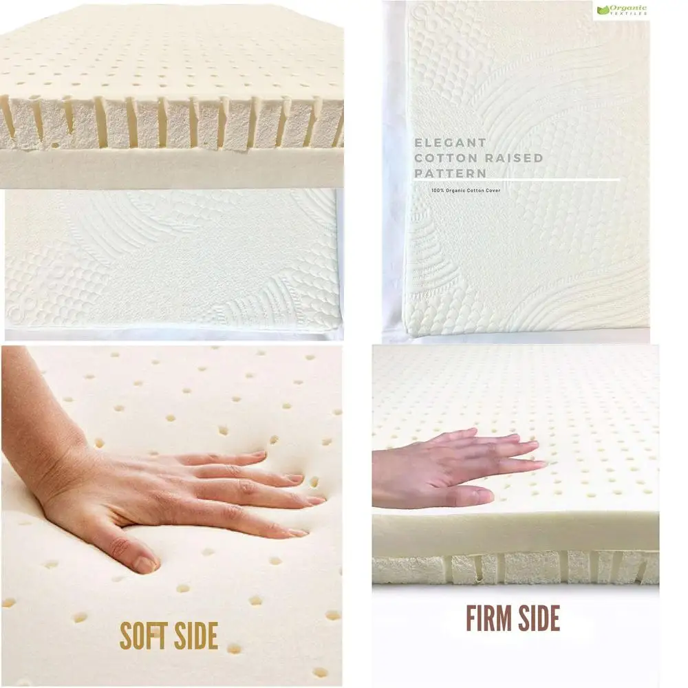 

King Size Dual Zone Organic Latex Mattress Topper with Organic Cotton Cover, GOTS & GOLS Certified, Back Pain Relief, Pressure P