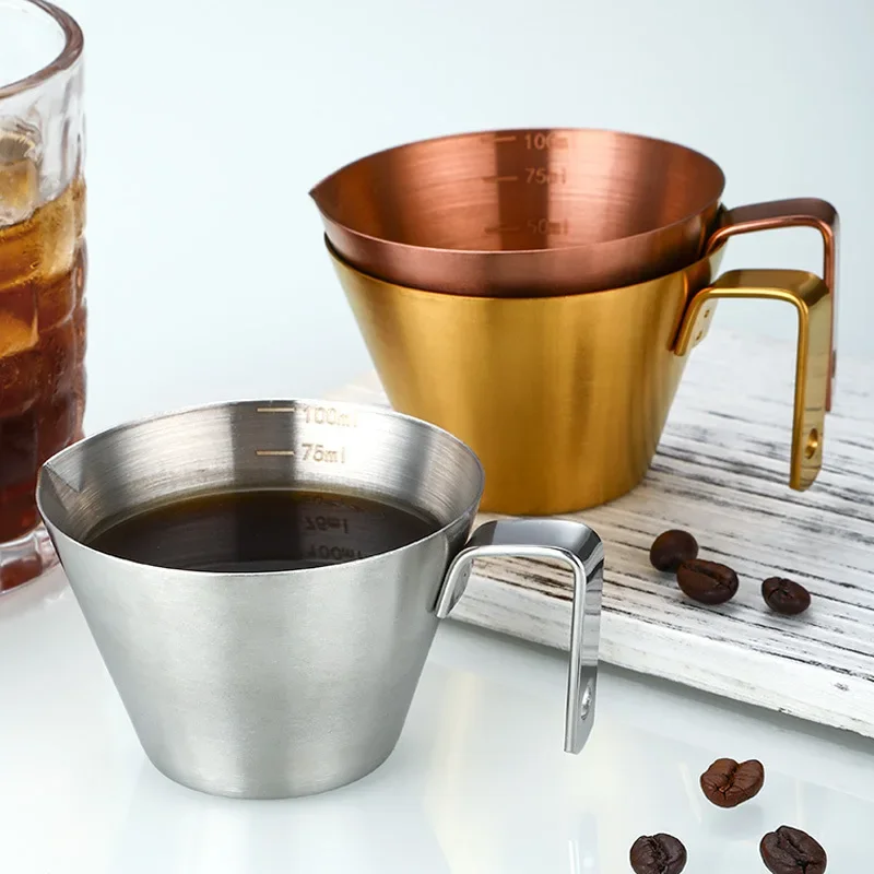 304 stainless steel coffee extraction cup with scale, portable ounce Italian espresso measuring cup