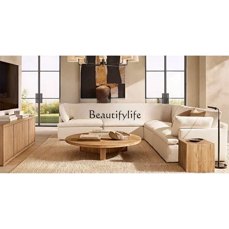54-*Original single coffee table American country round solid wood neoclassical French coffee table