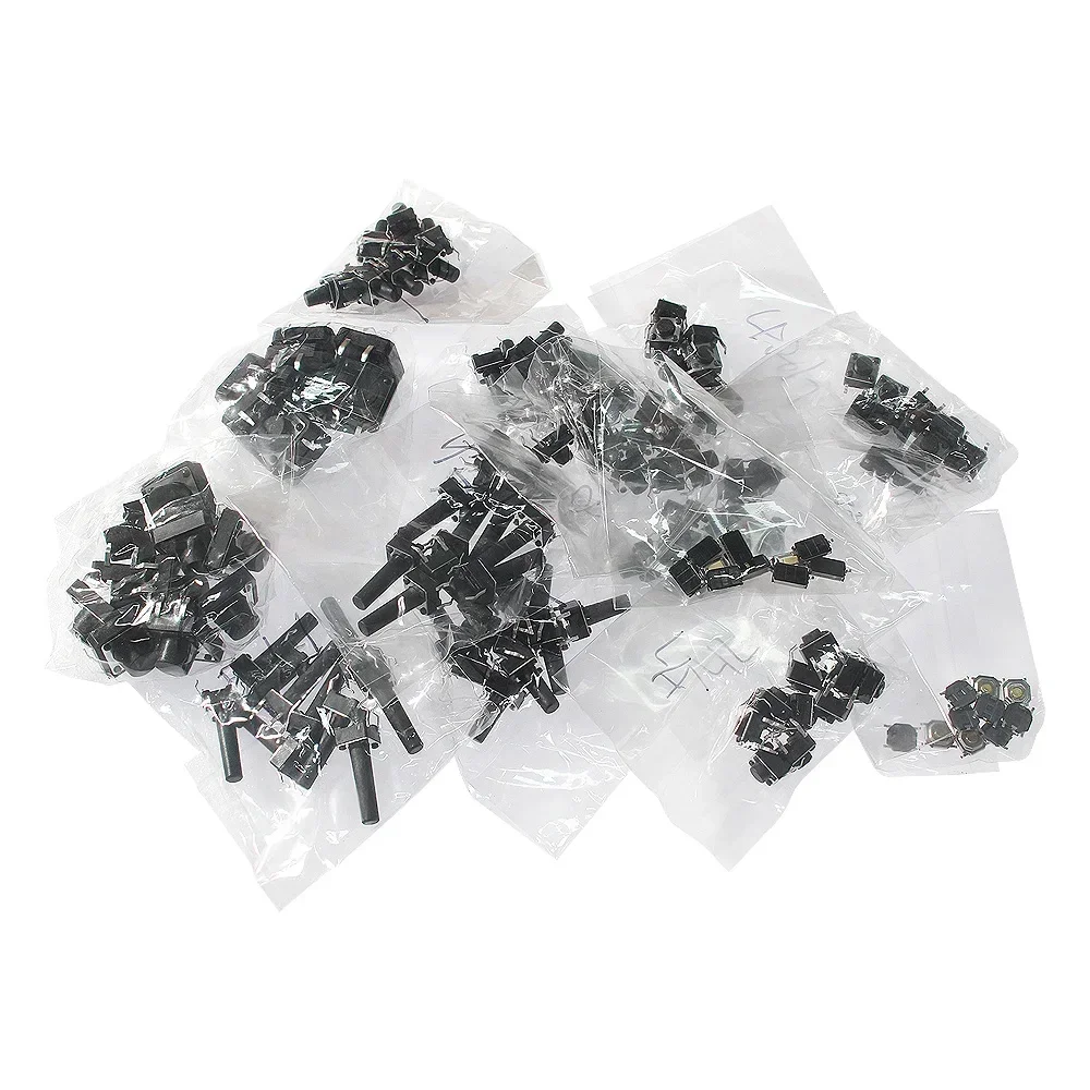 25/140PCS SMD Tactile Push Button Kit: 14/25 Values DIP Micro Switches for DIY Electronics