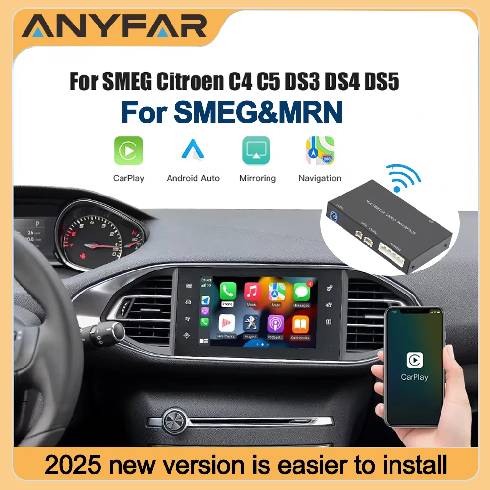 ANYFAR NEUES Kabelloses Carplay Android Auto für Peugeot SMEG MRN 2013-2018 C4 C5 DS4 DS3 DS5 308 508 5008 3008 Zubehör Multimedia