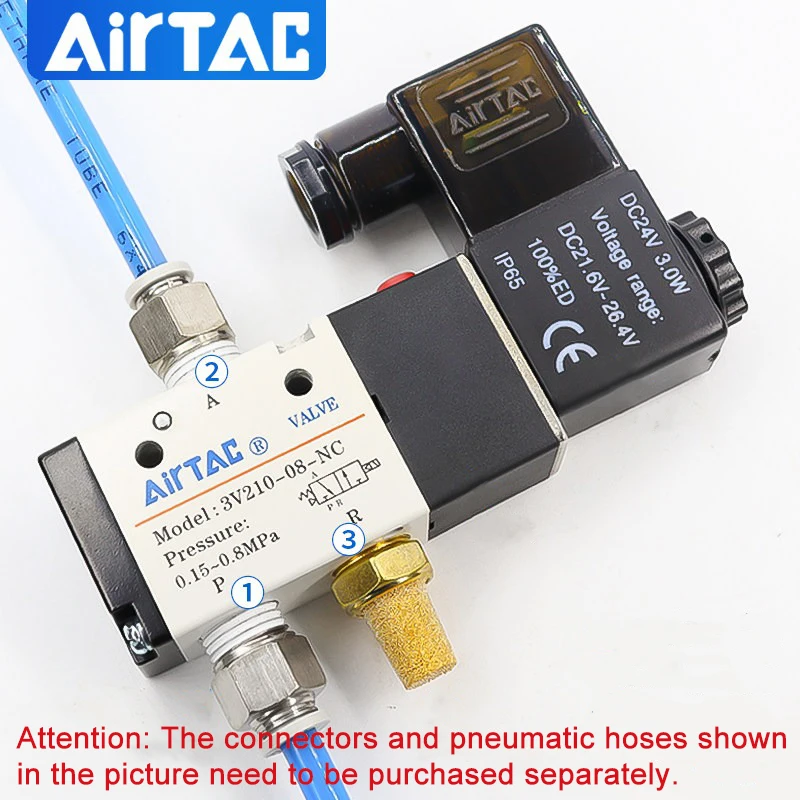 AirTAC 3V110/210 Series Solenoid Valve 3V110-06 3V210-08NC  3/2 Way Normally Open/Closed Pneumatic Control Valve
