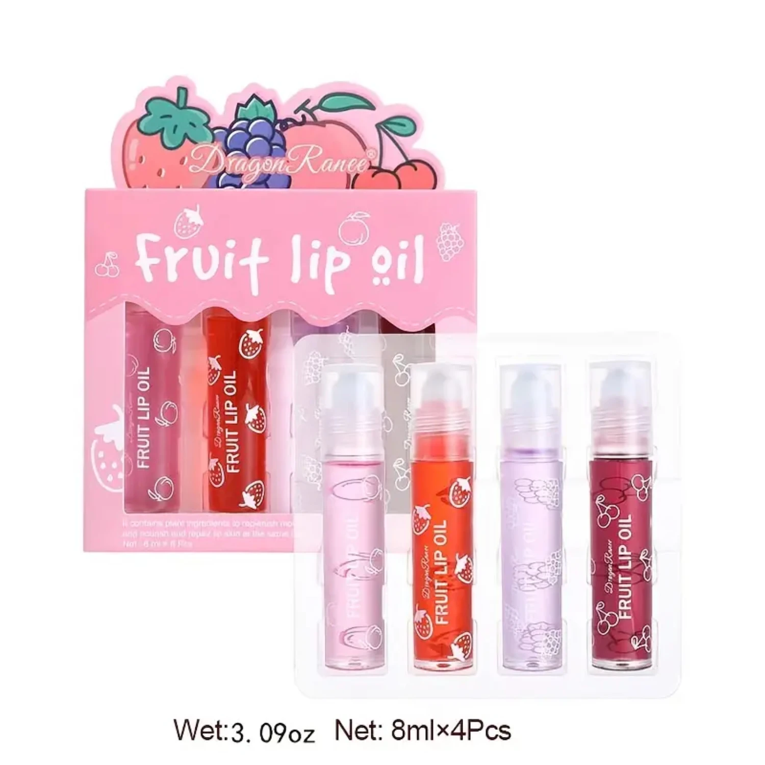 Shimmering and Nourishing Fruit-Infused Roll-on Lip Gloss Set enriched with Plant Extracts - Provides Lasting Hydration for Gorg