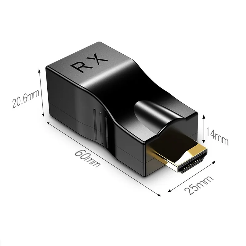 Extensor compatível com HDMI por Cat 5e, 6 cabos, 30m, Ethernet, transmissor, receptor para monitor de DVD, PC