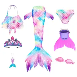Mermaid Tails Swimsuit For Girls And Kids Princess Cosplay Swimming Costume Bikini Sets For Party Can Add Monofin