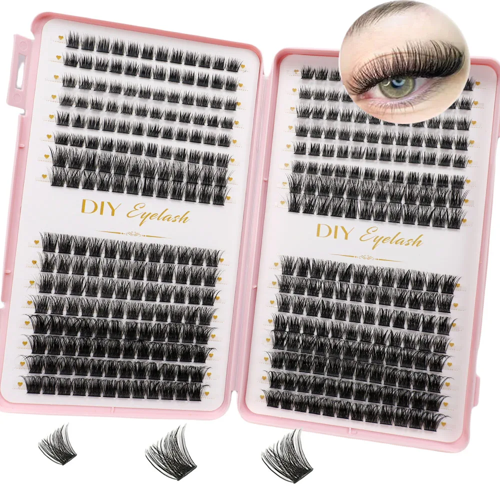 384-teiliges D-Roll Persönliches Wimpern-Cluster DIY Wimpernverlängerungs-Set Wimpernbuch, Geeignet für Heimanwendung