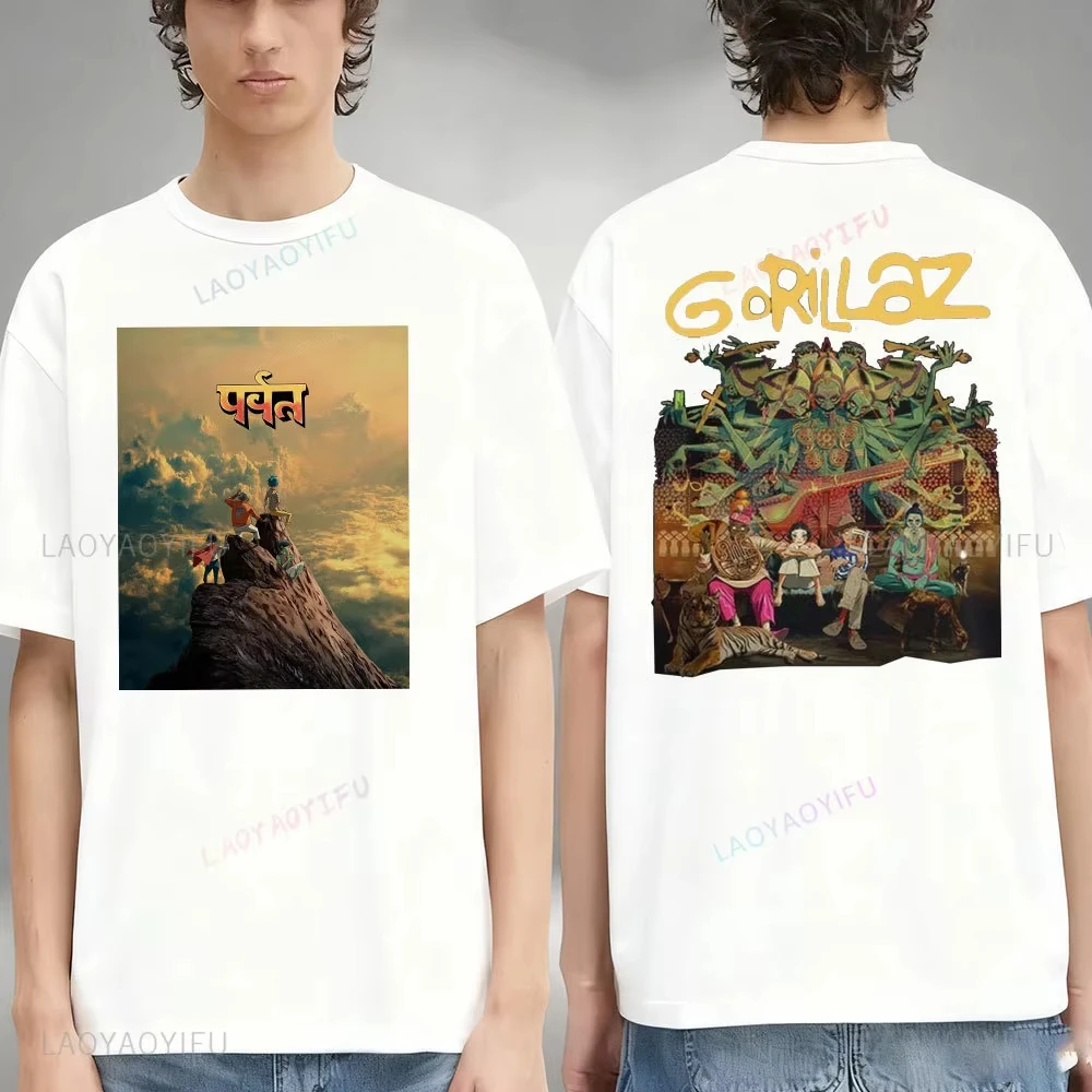 Gorillaz The Mountain Album Cover Art Two Sided T-Shirt Gorillaz Merch,articles,2026 New in Tops & Tees Women Men Cotton Shirts