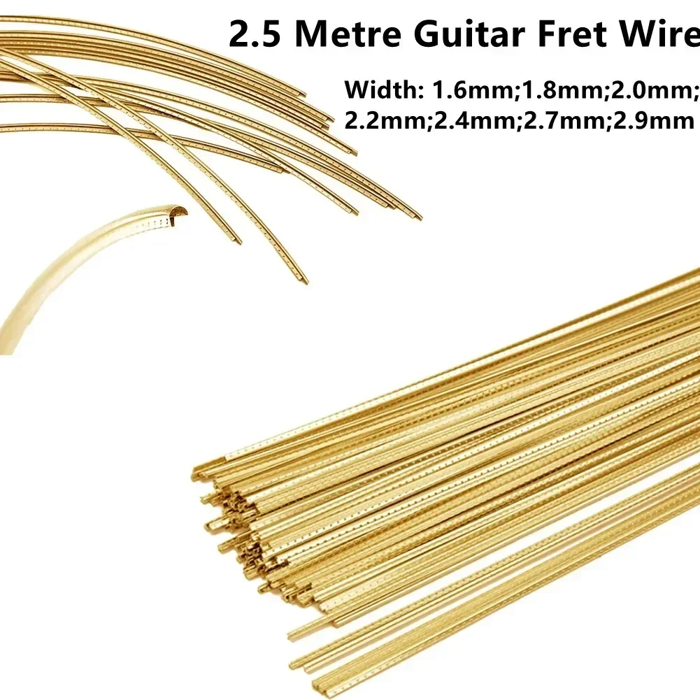 Radian Guitar Fret Wire 2.5Metre Guitar Fingerboard DIY Fret Wire Brass Width 1.6/1.8/2.0/2.2/2.4/2.7/2.9mm Brass For Bass