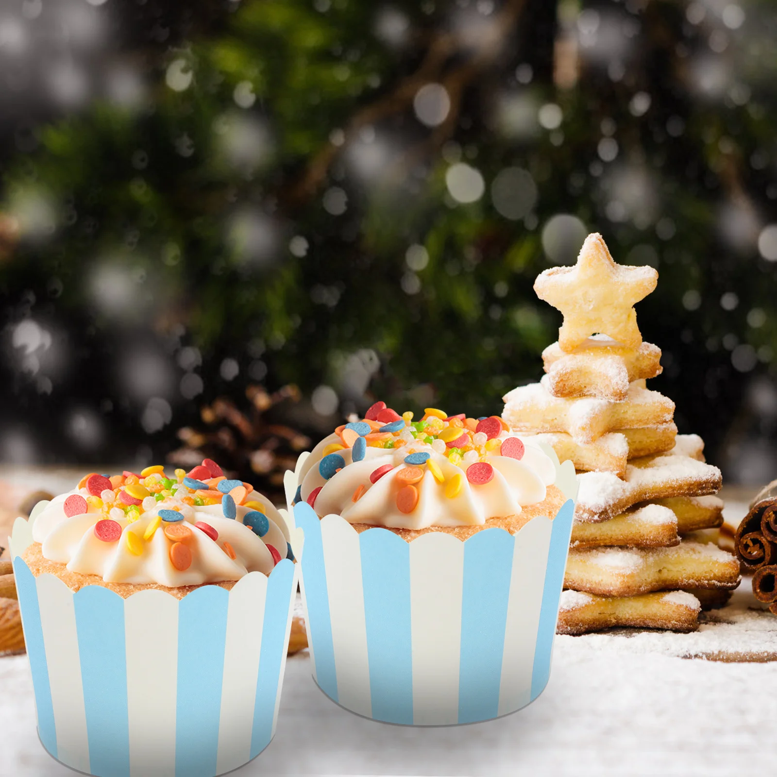 

50Pcs Mini Cake Cups Stripe Design Paper Cupcake Liners Non Stick Baking Supplies for Cupcakes Muffins Desserts