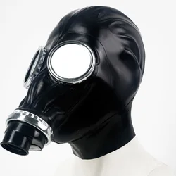 0.6mm Latex Rubber Gas Hood Punk Mask All-inclusive Closed Headgear Respirator Rear Zipper RLM300
