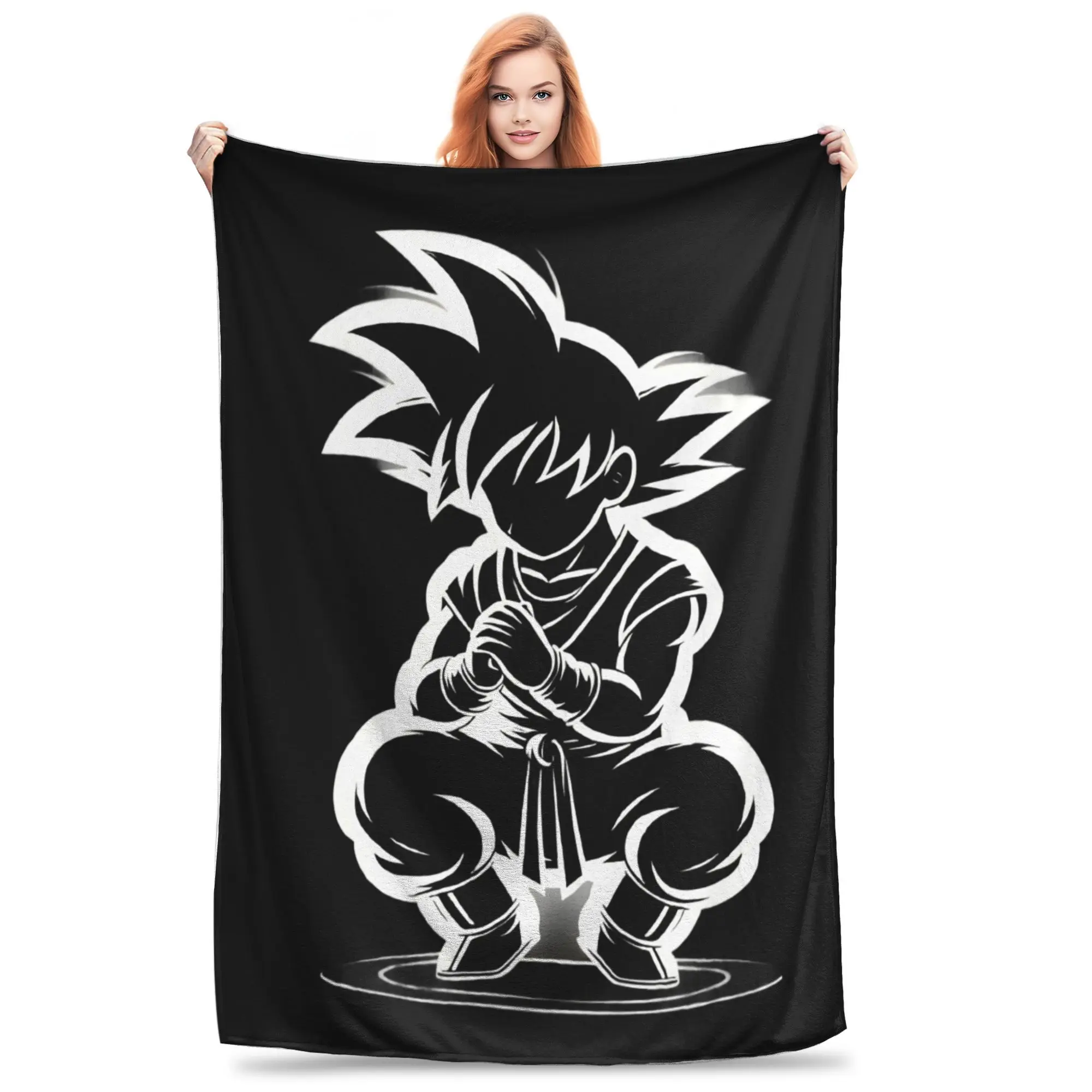 Mantas de postura enfocadas de Dragon Ball Goku, mantas de felpa, decoración de viaje en avión, colchas suaves y cálidas,