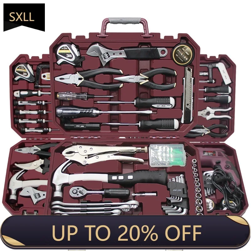 

SXLL Hardware tool box kit, special maintenance for electricians, hand tools, household multi-function tool set, hard case 1 se