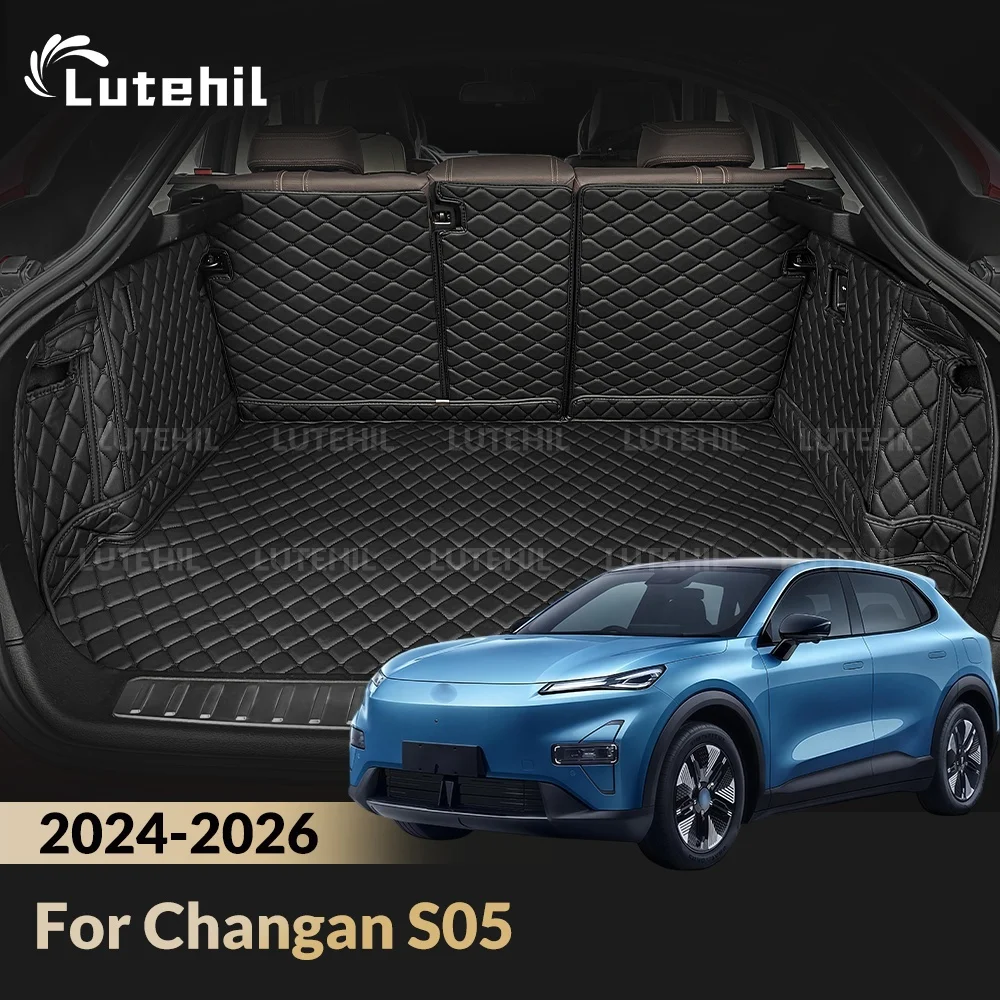 Kofferraummatte für Changan S05 2024 2025 2026, Kofferraumteppich mit Rückenlehnen-Schutz, Kofferraummatte, Zubehör, wasserdicht