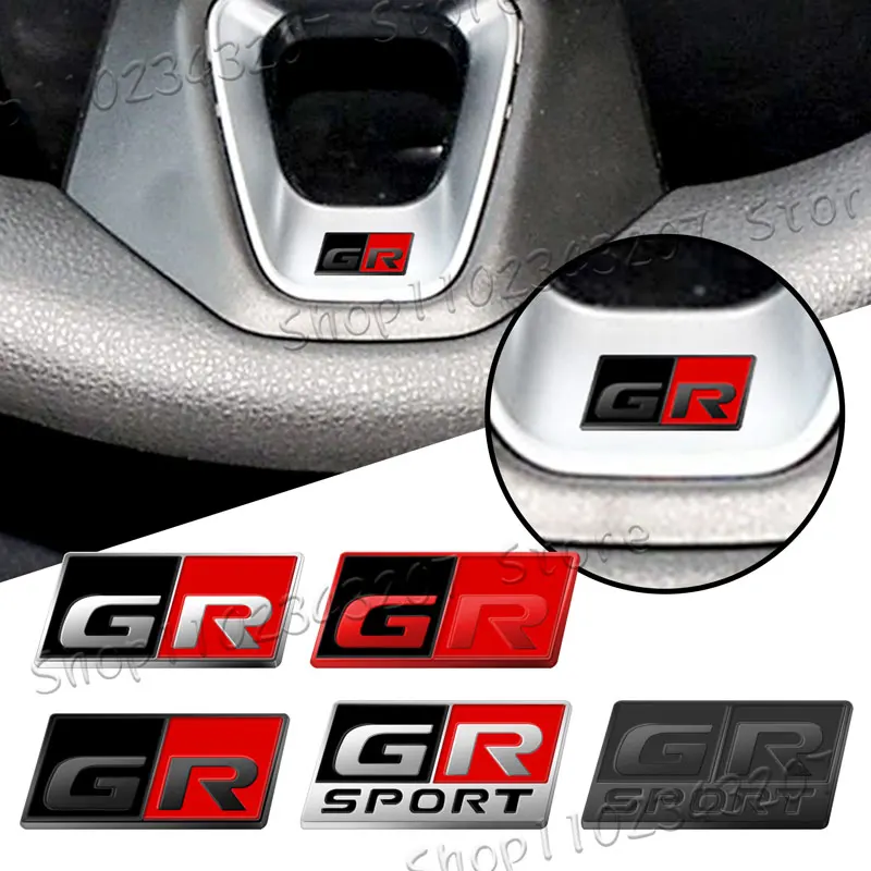 Auto Small Metal GR Sport Logo Emblem Car Steering Wheel Center Panel Sticker Decor For Toyota Corolla Rav4 CHR Prado Prius