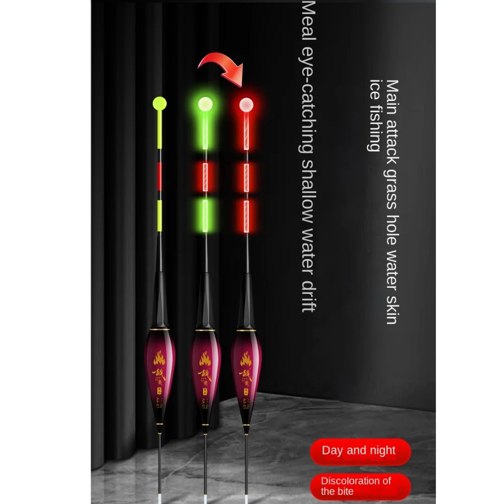 2pcs Indicator Electronic Fishing Float Buoy Strike 3 Light Light Float Slip Drift Tube Bite and Change Colour Bobbers Long Tail