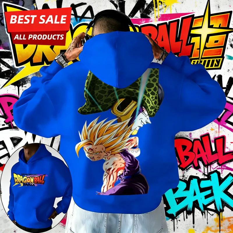Sudadera con Capucha Dragon Ball DAIMA Otoño-Invierno 2026, 100% Algodón, Estampado Gohan Vs Cell, Ultra Oversize, Unisex, para Fans de DBZ