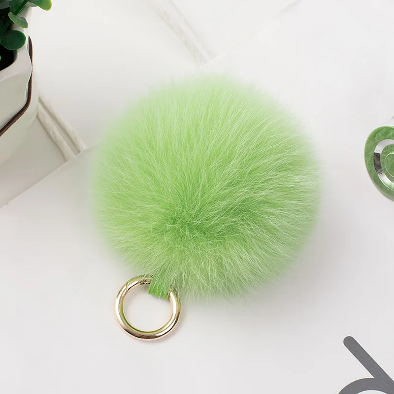 12cm Fluffy Real Fox Fur Ball Poms Keychain For Women Luxury Pompom Keyring Accessories Bag Decoration Emo Trinket Jewelry Gifts