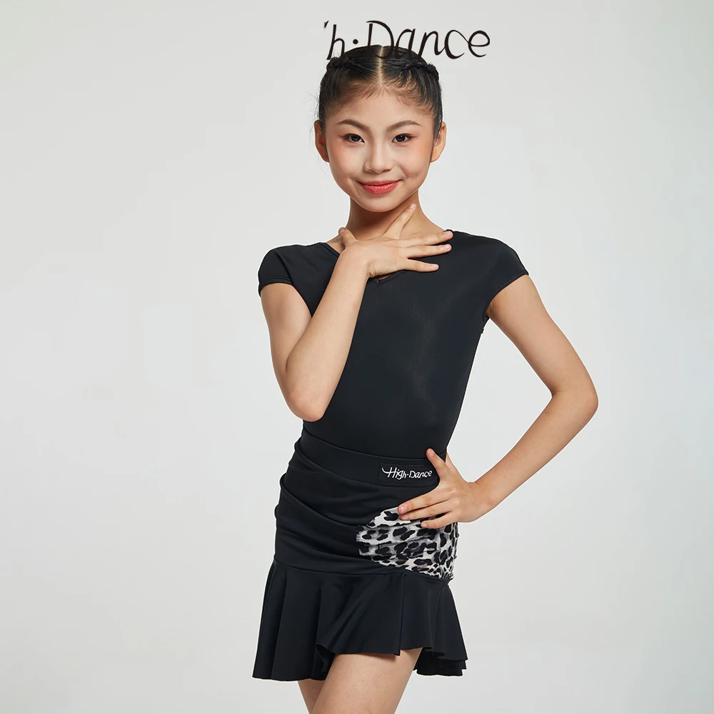 Robe de concours de danse latine pour filles, vêtements de danse latine à manches courtes, Costumes de danse latine Samba pour enfants, DW10992