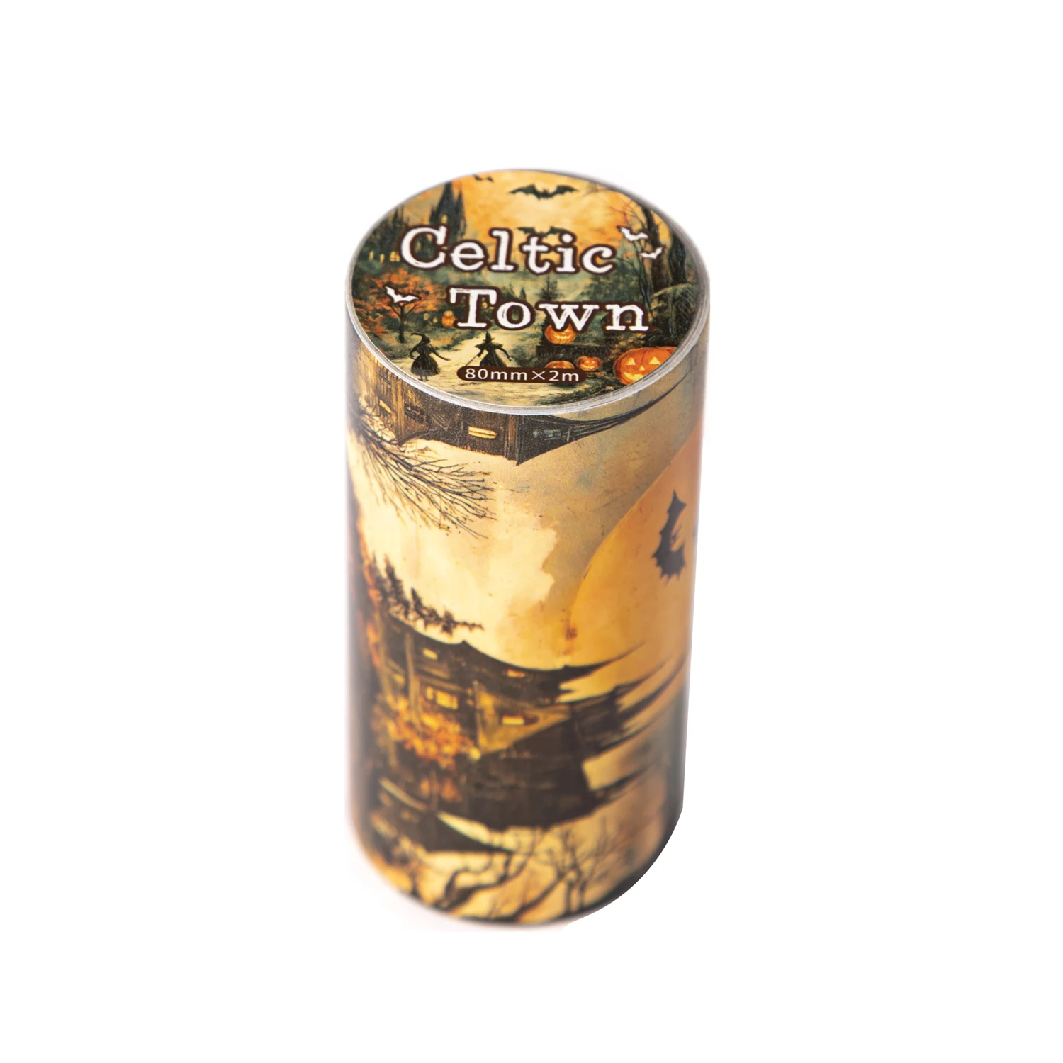 Bande Washi Vintage série ville celtique, 80mm x 200cm, paysage magique foncé, matériel créatif pour Journal, papeterie de Collage