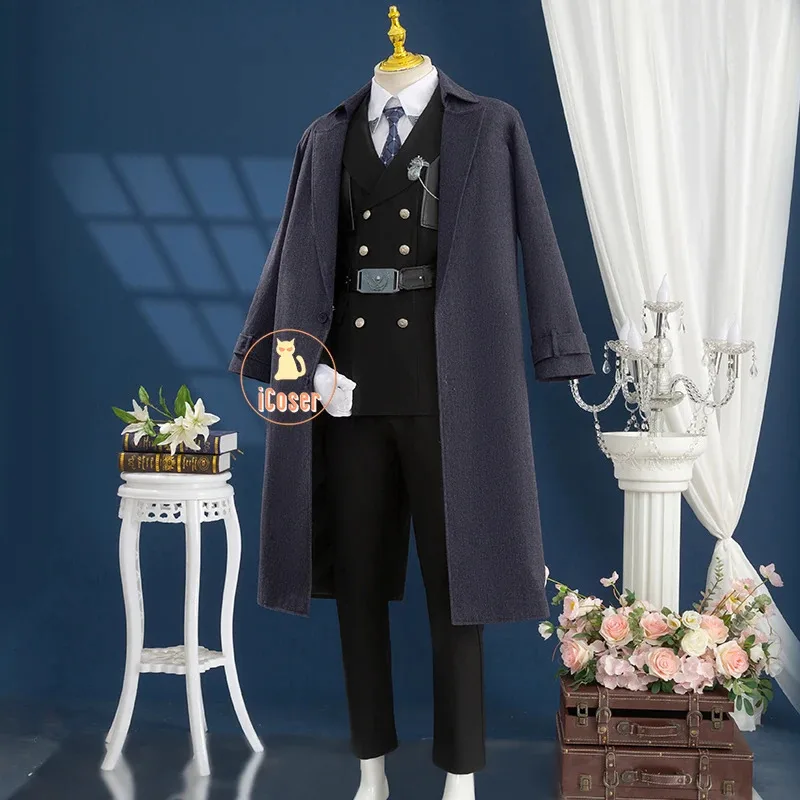 25COSLove y Deepspace Zayne Cosplay disfraz peluca uniforme gabardina traje negro chaqueta gafas fiesta de Halloween para mujeres hombres accesorios i