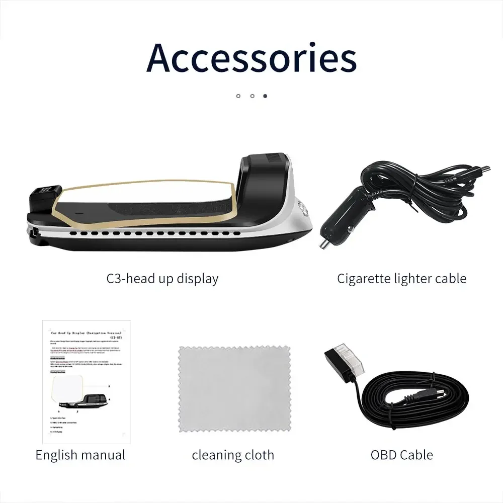 With Navigation GPS OBD2 Speedometer C3 HUD Car Electronic Auto Projector HUD Protable Head Up Display Car Accessories