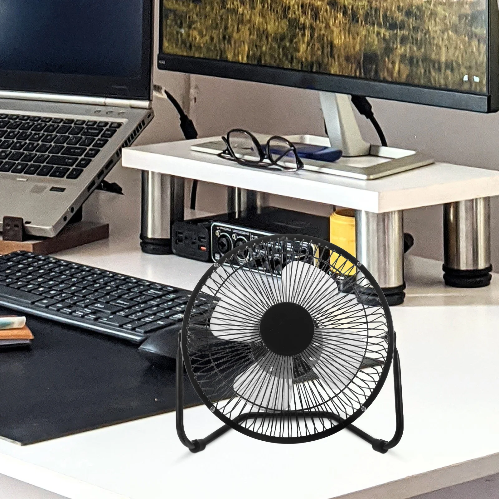 

8 Inch Retro USB Fan Metal Build Mini Desk Fan 360 Degree Swivel for Laptop Cooling Silent Operation At Home Office