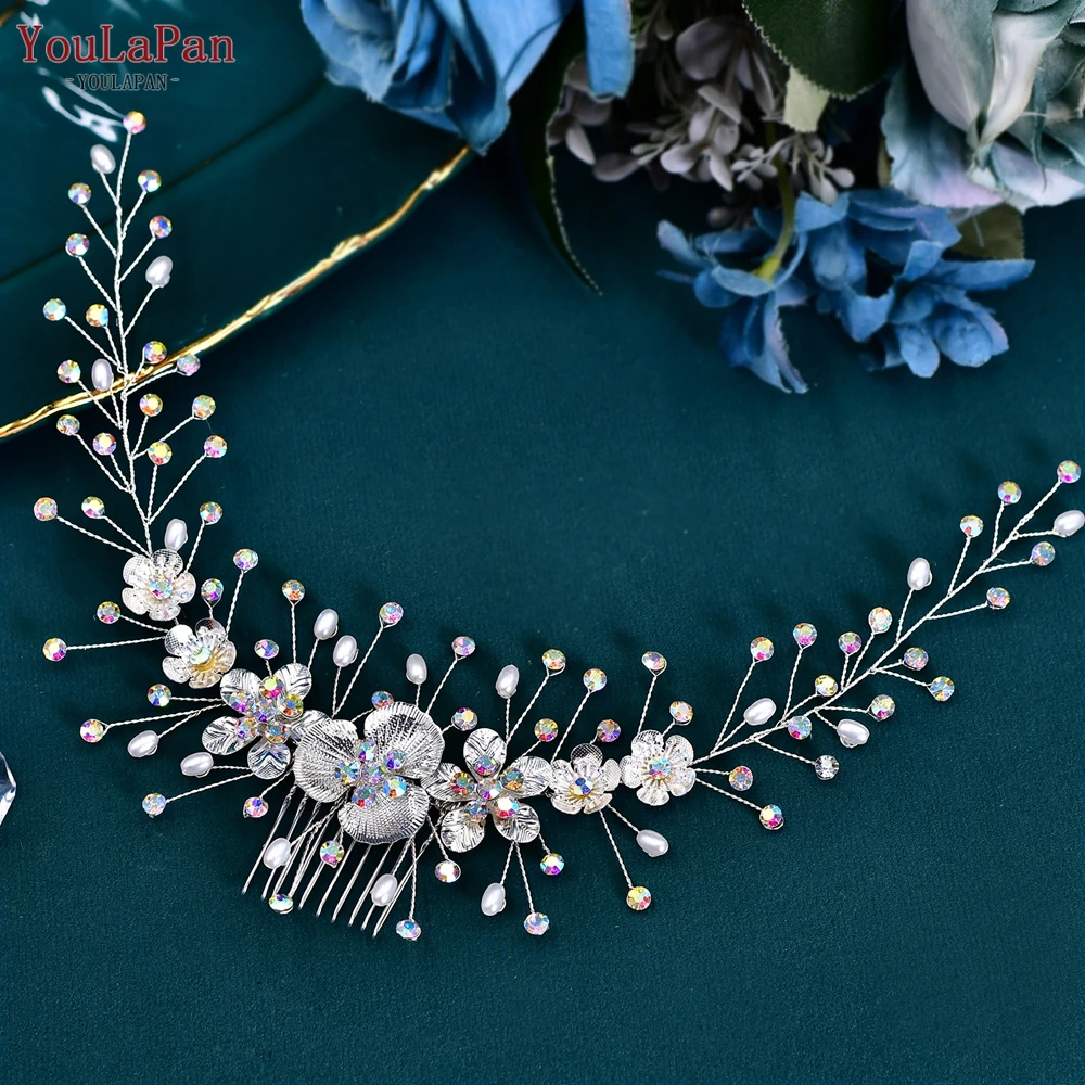 YouLaPan Handmade Bridal Hair Comb Wedding Alloy Flower Headwear Bridesmaid Hair Ornament Women Dancing Party Headband HP567