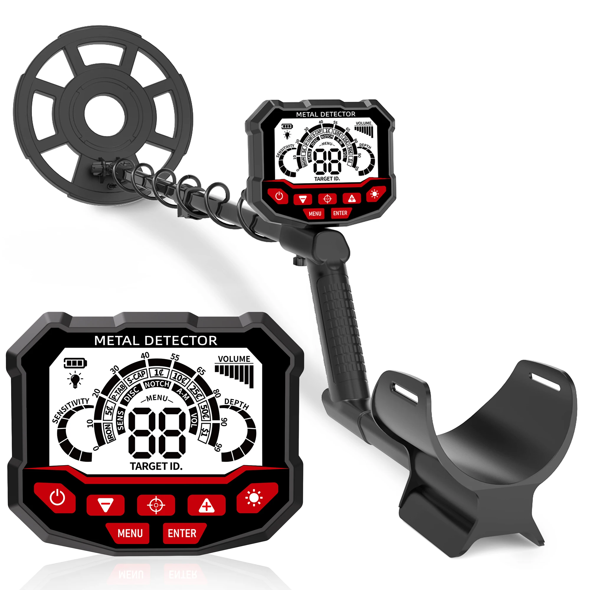 Professional Underground Metal Detector LCD Display Multi-function Operation Adjustable ，Waterproof Coil