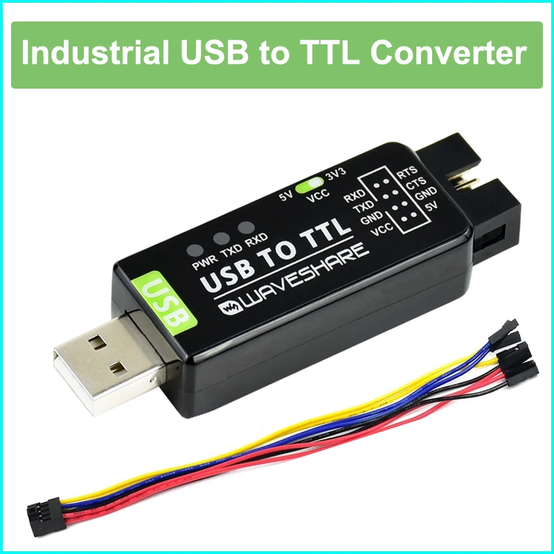 Waveshare Industrial USB to TTL Converter with Original FT232RNL Onboard Support Win7/8/8.1/10/11, Mac, Linux, Android, Wince