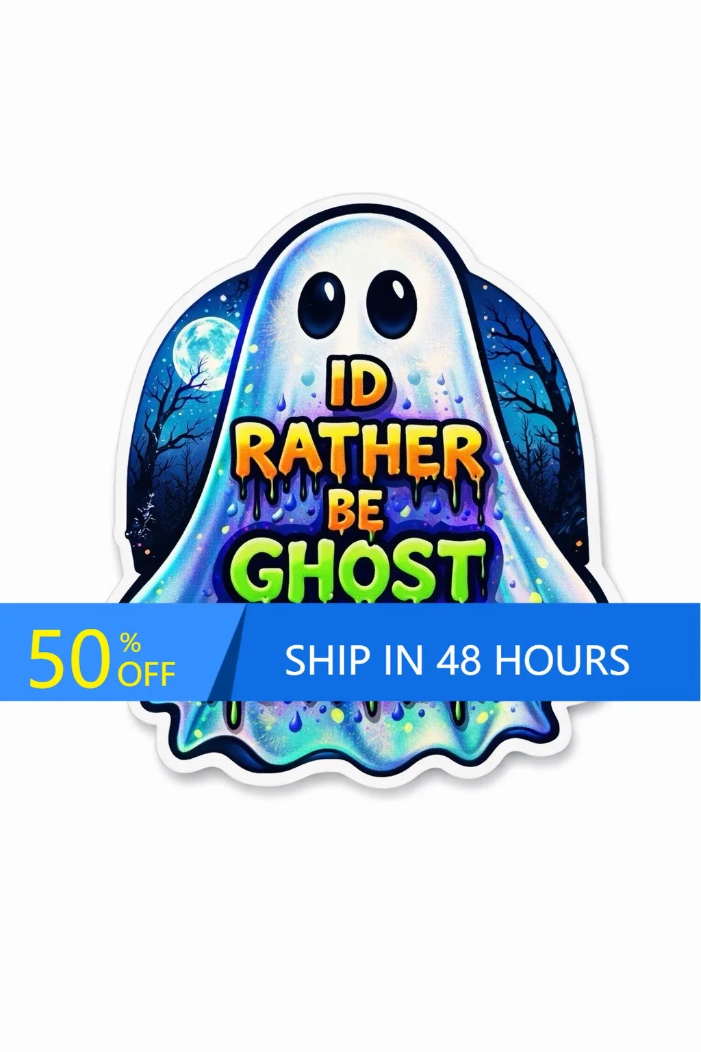 

I’d rather be Ghost Funny Laptop Camper Van Bumper Window Sticker Retro Trendy Cool