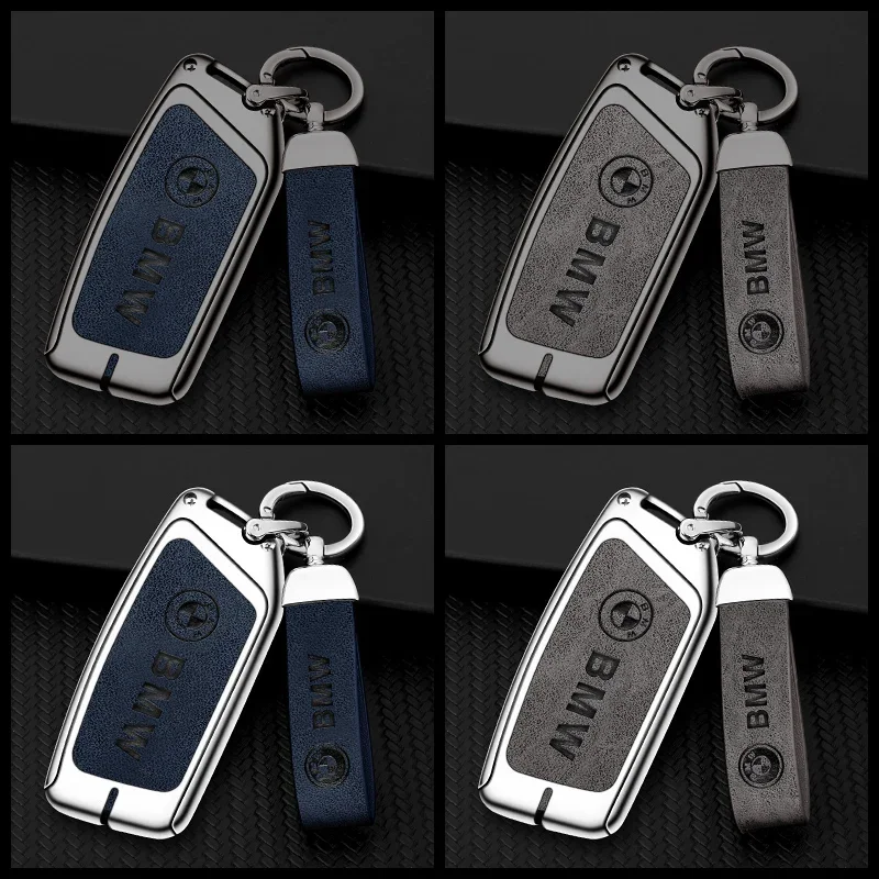 Zinc Alloy Leather Car Remote Key Cover Case Protector Shell Fob For 2023 BMW Energy Ix XM I7 X7 7 Series Keychain Accessories