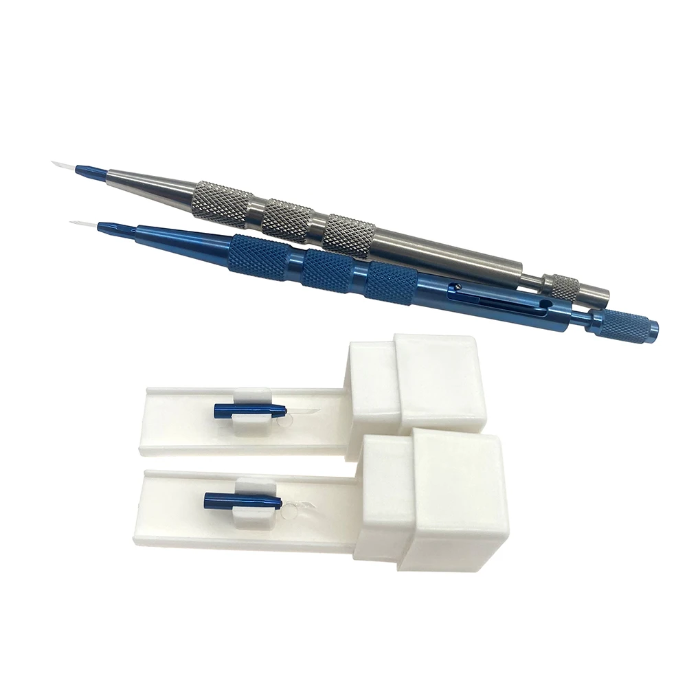 

Ophthalmic Keratome Blades with handle 1 set Sapphire Blades Double / Single Edge Blade Eye Instruments