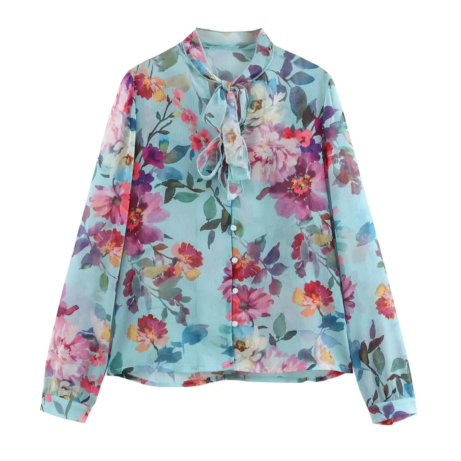 

KONDALA шикарная блузка с цветочным бантом и принтом, повседневная праздничная рубашка большого размера с длинными рукавами и цветочным принтом, модная весенняя винтажная женская рубашка 2025 года