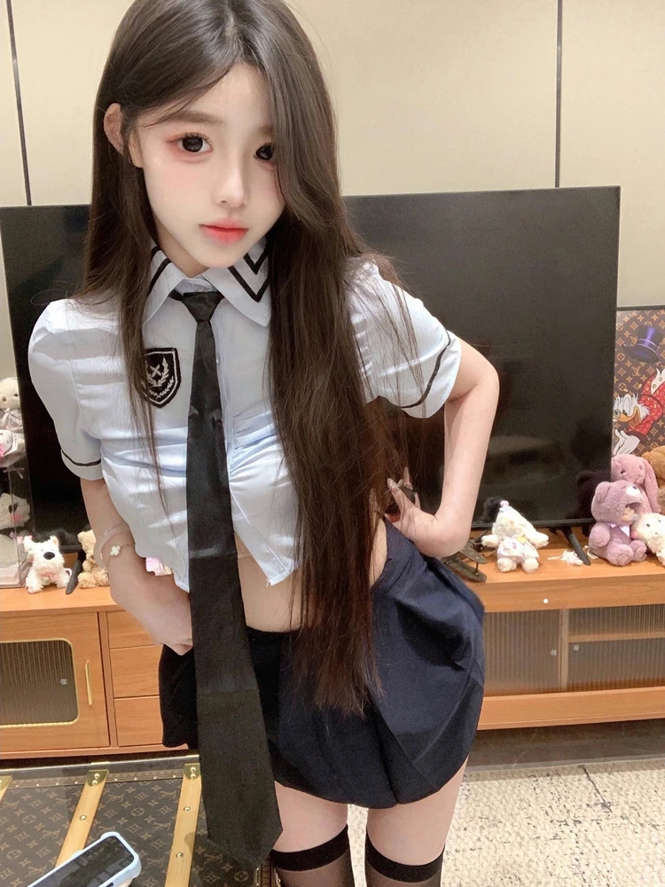 

Sexy Sailor Suit loween Costume JK orm Skirt Set Women's Preppy Sle ort Skirt Cosplay Outfit Polyester Fiber