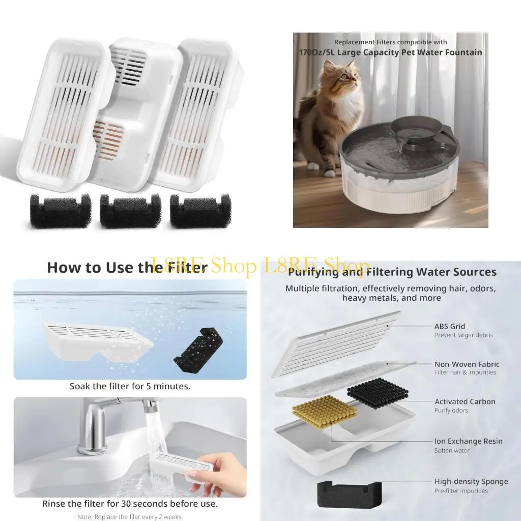 L8RE Automatic Pet Water Fountain Prountain Plating Filter