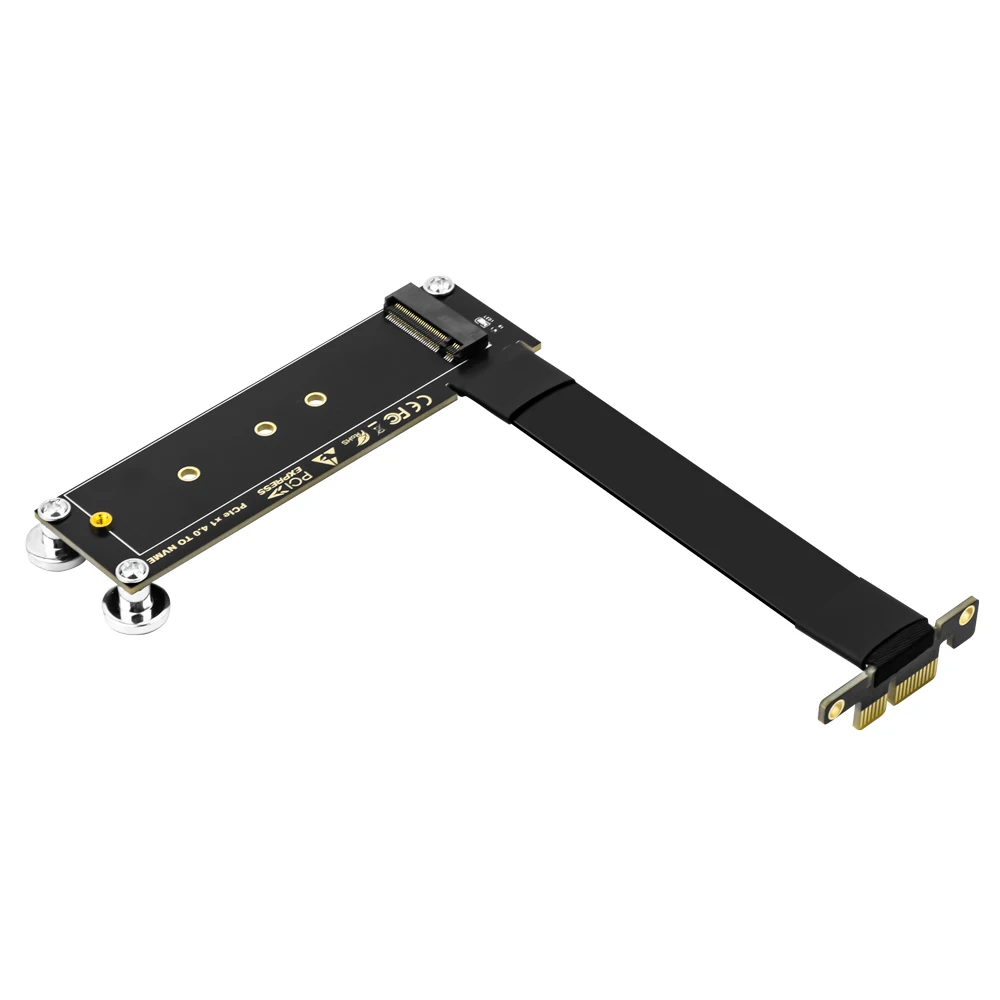 PCI-E 4.0 X1 to M.2 NVMe SSD ライザーカード 90度直角 10CM延長ケーブル M.2 NVMe SSD to X1 デスクトップPC対応