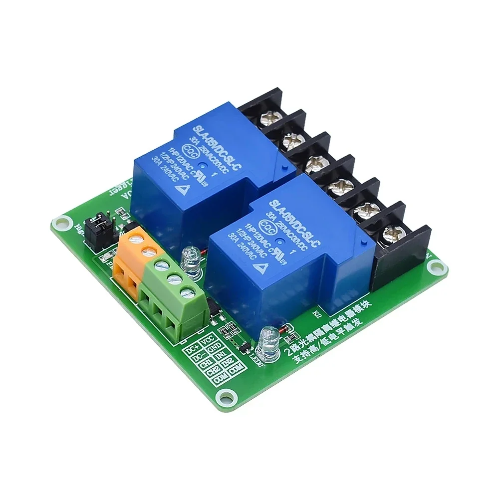 1 2 Channel Relay Module ONE TWO Channels 30A with Optocoupler Isolation 5V 12V 24V Supports High and Low Triger Trigger