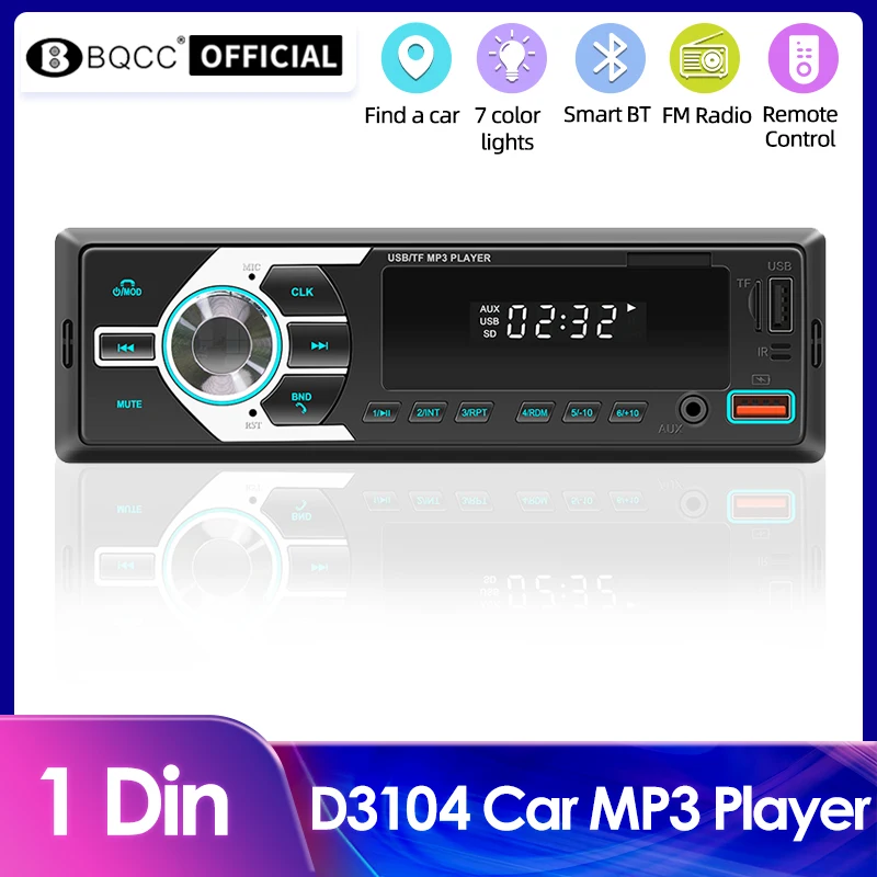 

BQCC D3104 Car Radio Stereo Player Digital Bluetooth Car MP3 Player FM Radio Stereo Audio Music USB/SD with In Dash AUX Input