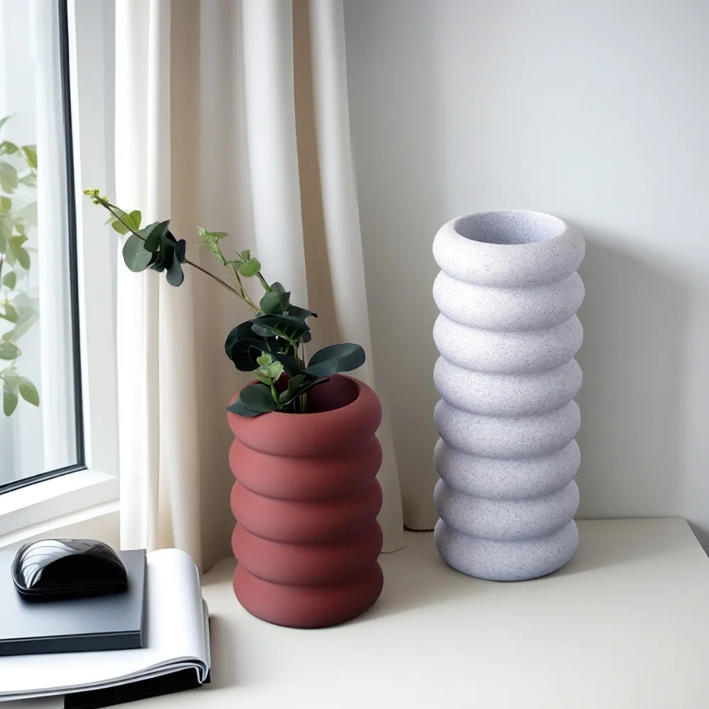 

New cement spiral vase silicone mold modern simple creative geometric vase living room decoration handmade DIY mold