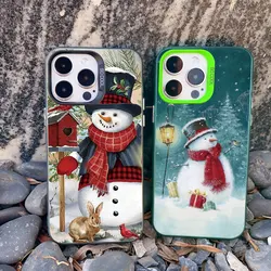 Christmas New Year Gifts Elk Snow Phone Case For iPhone 15 11 12 Mini Pro Max 16 13 14 Pro Max 15 14 Plus Shockproof Laser Cover