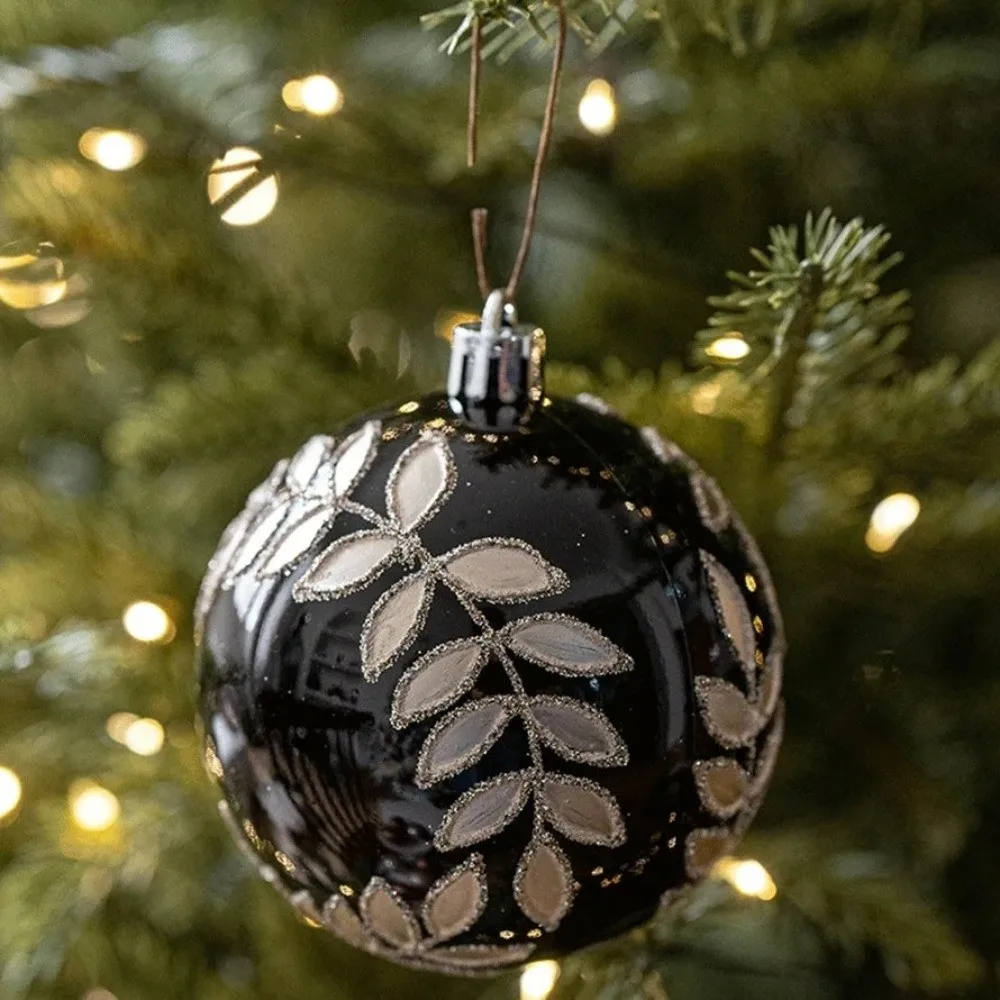 

6pcs/set Pearlescent Christmas Ball Transparent Sequin PVC Material Hanging Ball Decoration Handmade WillowLeaf Design