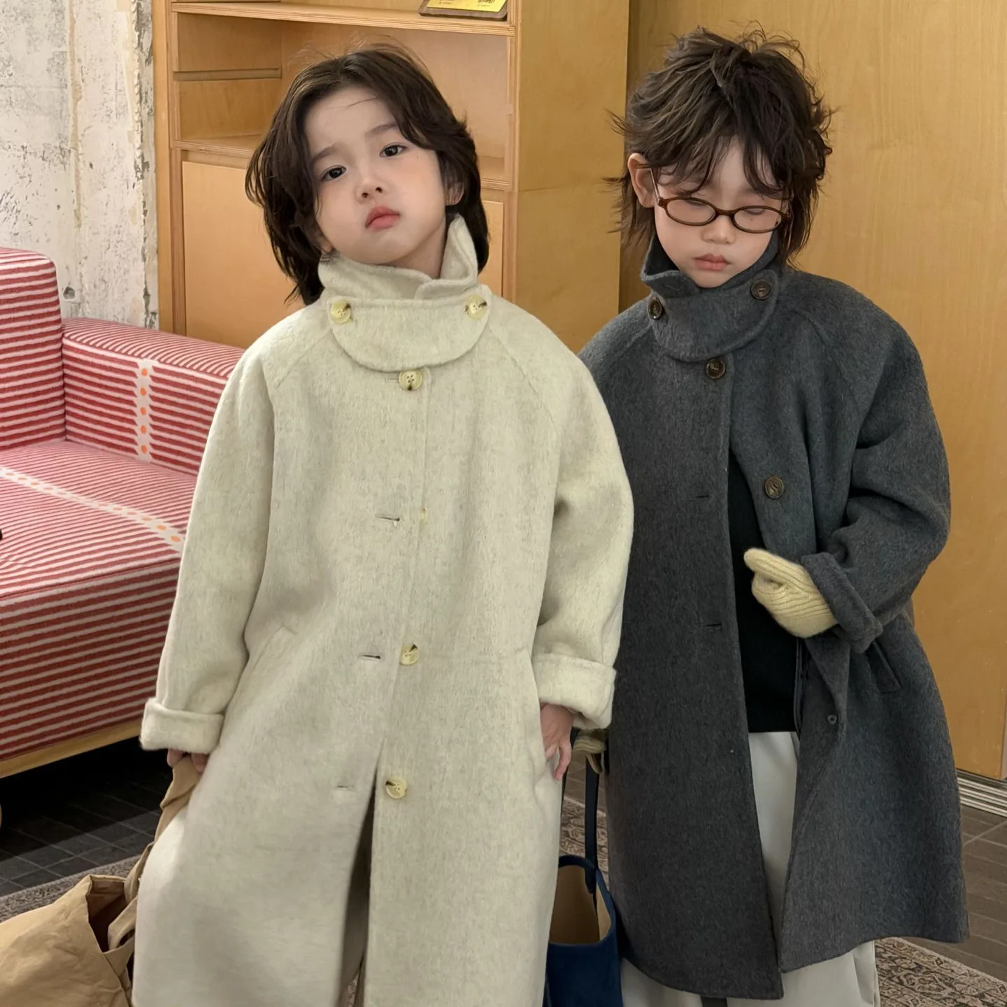 

Children's Clothing Boys' Coat 2025 Winter New Korean Version Double-sided Wool Woolen Coat for Children's Warmth
